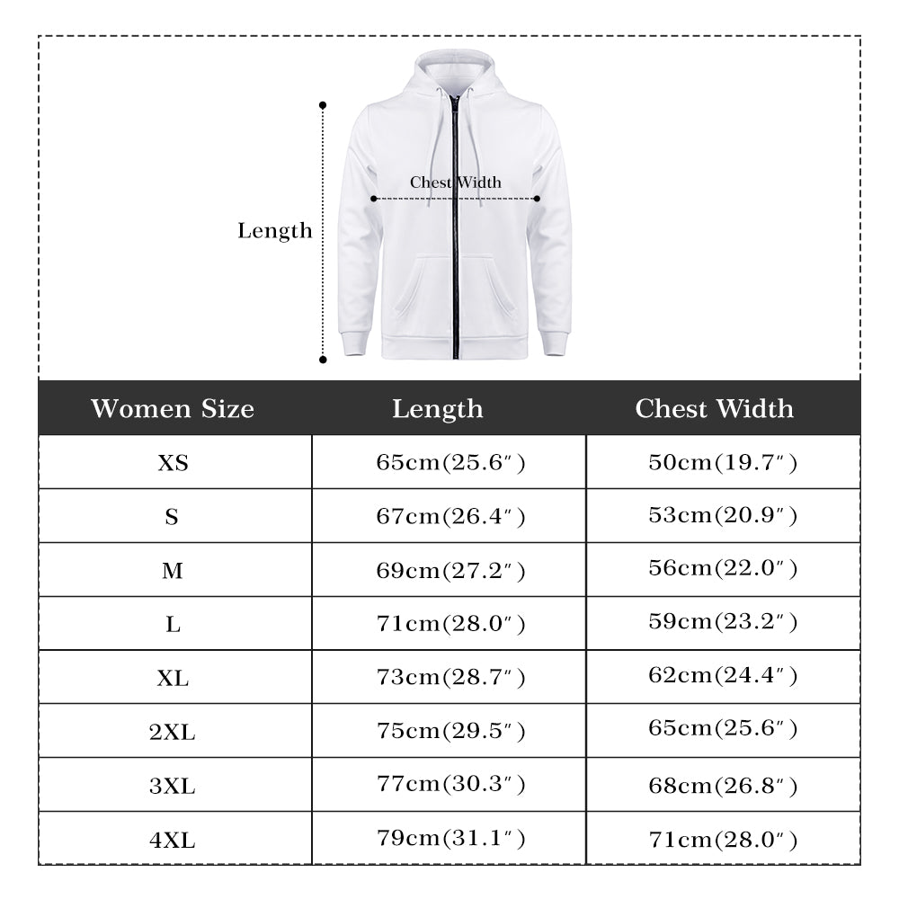 Womens All Over Print Zip Hoodie
